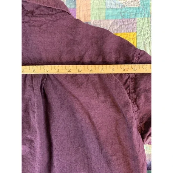 Vintage Timbuktu Station 1  100% Linen Men’s Purple Button Up Shirt - Picture 6 of 7